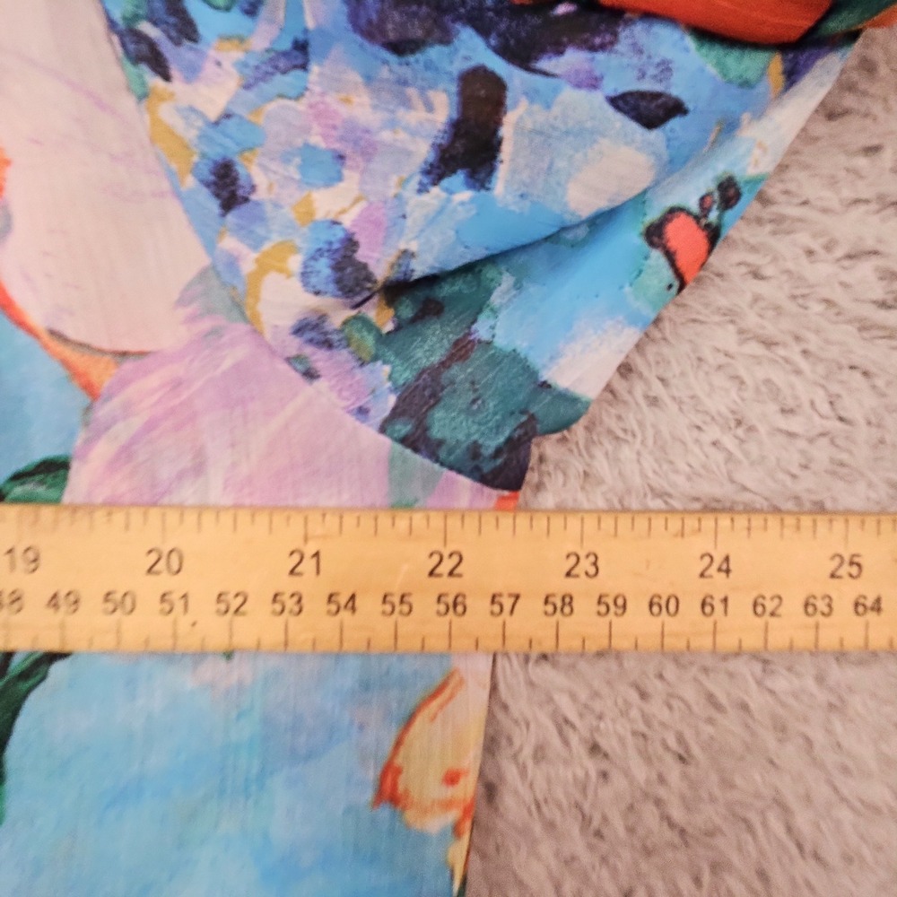 Figueroa Flower Women XL Shirt Floral Roll Tab Sleeve Boho Abstract Artsy Resort - Picture 12 of 13
